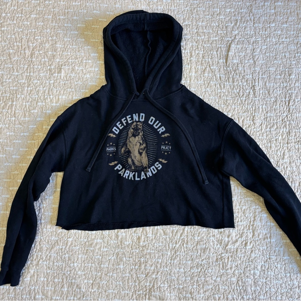 Parks Project Defend Our Parklands Black Fleece Cropped Hoodie